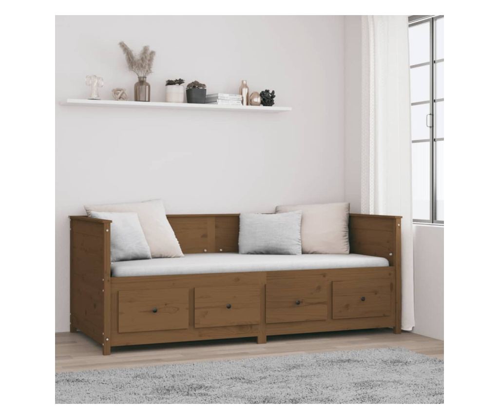 Κρεβάτι Ημέρας, Honey Brown, 80x200 εκ., Μασίφ Ξύλο Πεύκου - 4