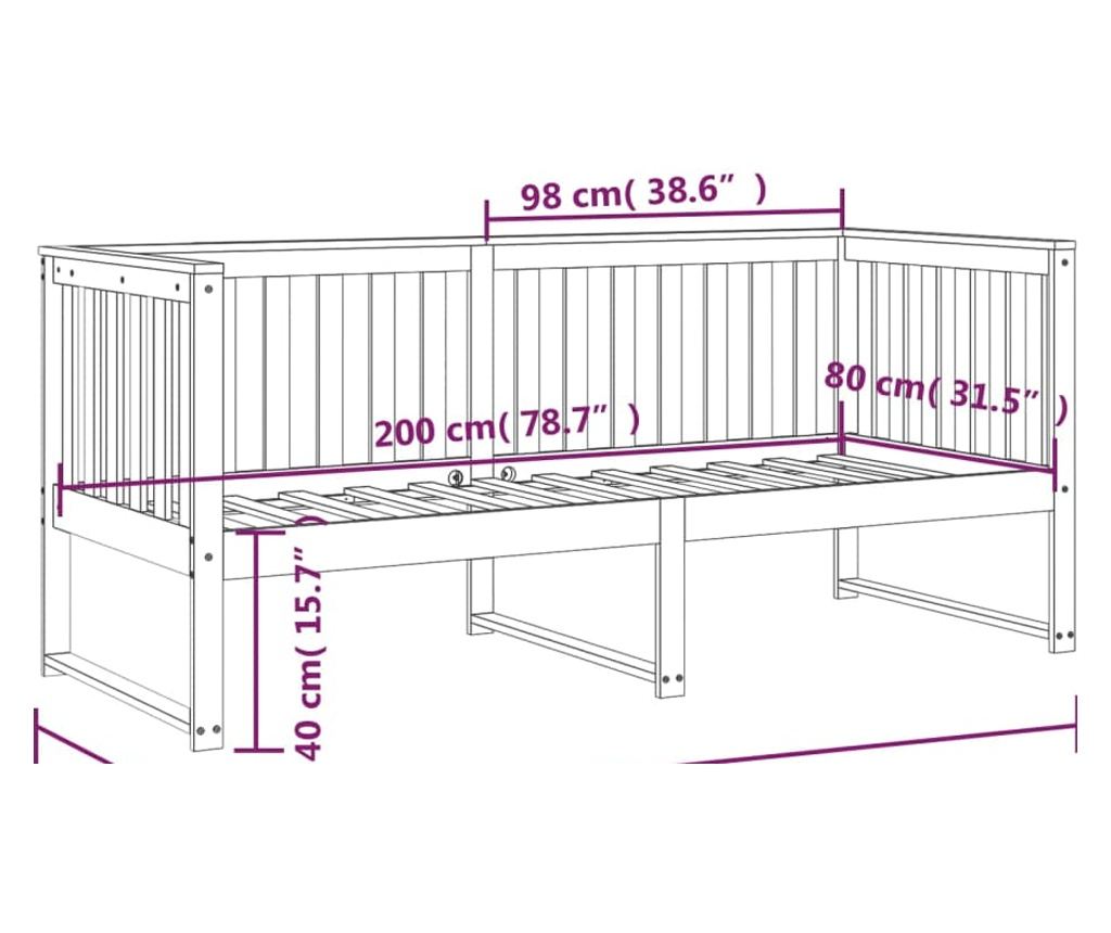 Day bed, white, 80x200 cm, solid pine wood - 11