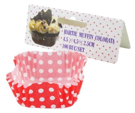 Színes muffin papír, 4,5x4,5x2,5 cm, 100 db/szett, AZHOME