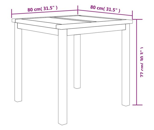 Градински комплект маса, масивно тиково дърво, 5 части