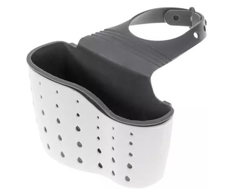 Suport pentru burete de vase bucatarie pentru chiuveta, curea reglabila din silicon, Gonga® Gri