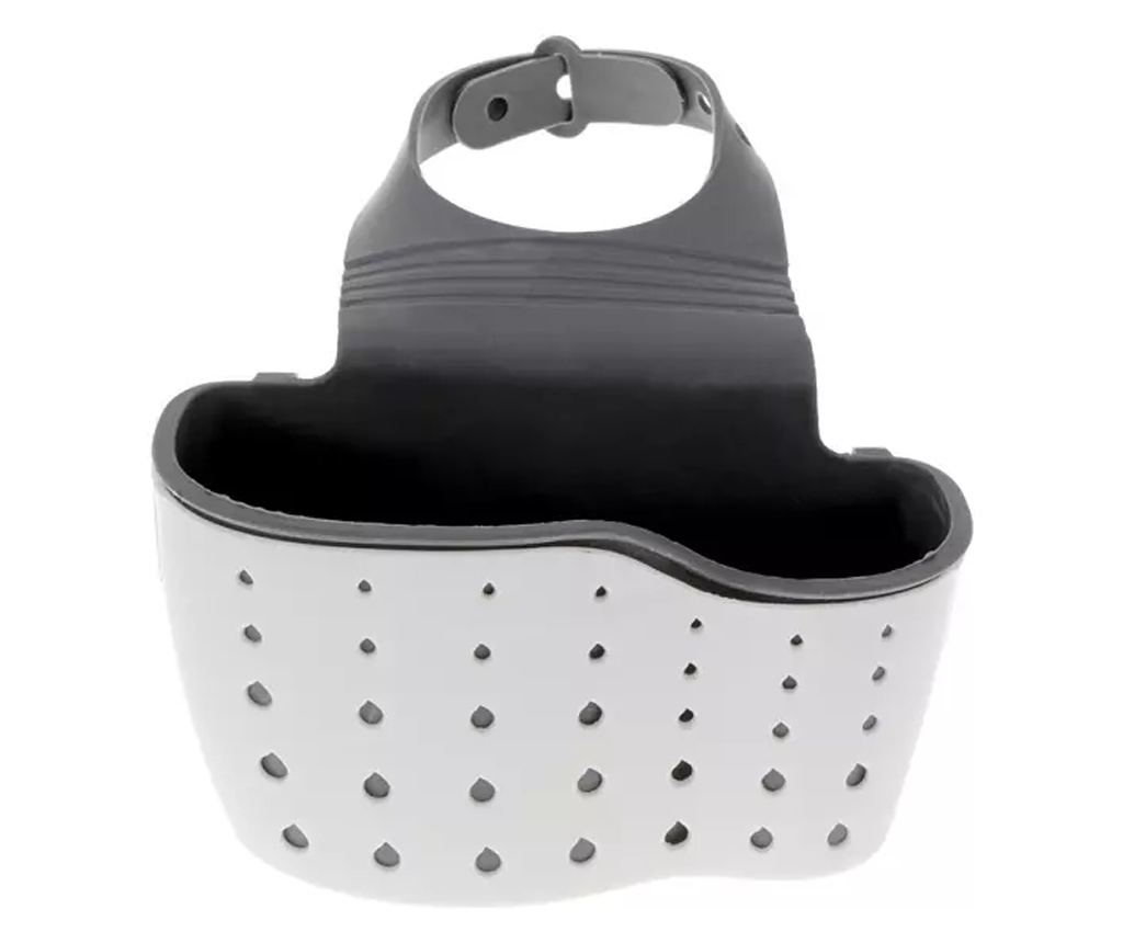 Suport pentru burete de vase bucatarie pentru chiuveta, curea reglabila din silicon, Gonga® Gri - 5