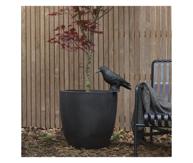Градинска саксия във формата на яйце Urban Smooth, черна, 43x41 см, KBL933