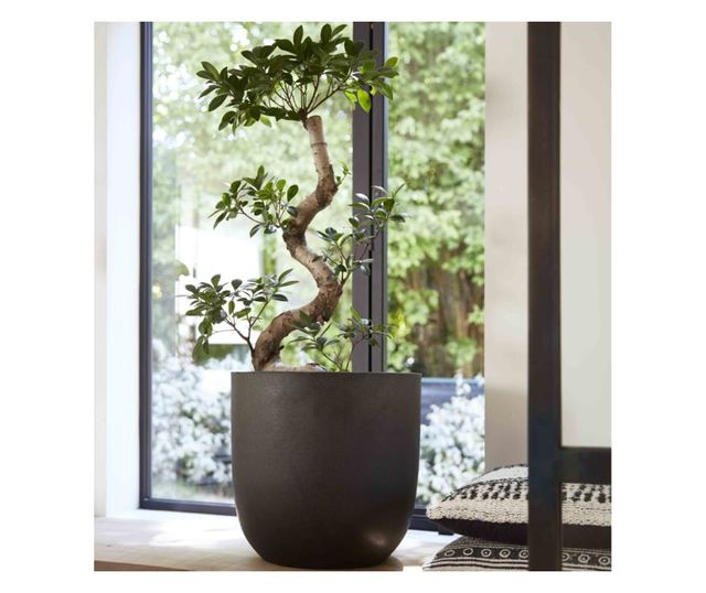 Градинска саксия във формата на яйце Urban Smooth, черна, 43x41 см, KBL933