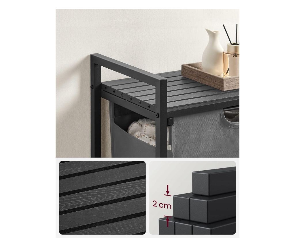 Valora Grey, koš za perilo s stilom "loft", enodelna, prostornina 65 litrov. - 6