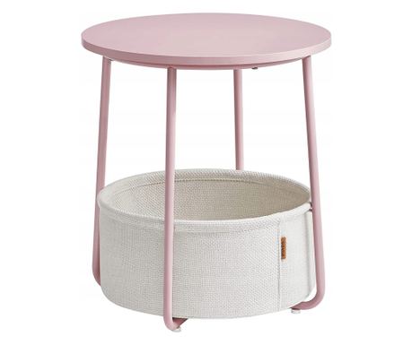 Valora Okrugli pomoćni stolić s košarom | Ružičasta | Noćni ormarić