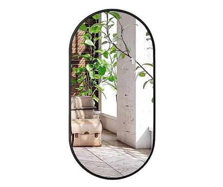 Valora Oval Mirror 80x40cm, Black Frame, Loft Style