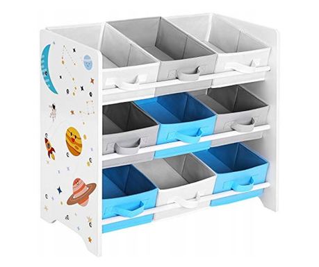 Стойка за играчки Valora с 9 подвижни кутии, многоцветна, за детски стаи