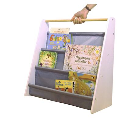 GINGER HOME Φορητή Παιδική Βιβλιοθήκη, Λευκό/Γκρι
