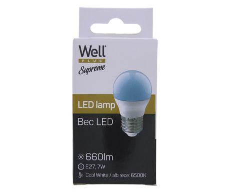 Well E27 LED Malá kulatá žárovka 7W 660lm 6500K - Ekvivalent 50W žárovky (LEDLC-G457E27-07-WL)