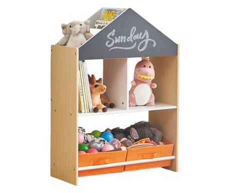 GINGER HOME Παιδικό Ντουλάπι, Ράφι Παιχνιδιών και Βιβλίων με Μαυροπίνακα, Σπίτι, Ξύλο