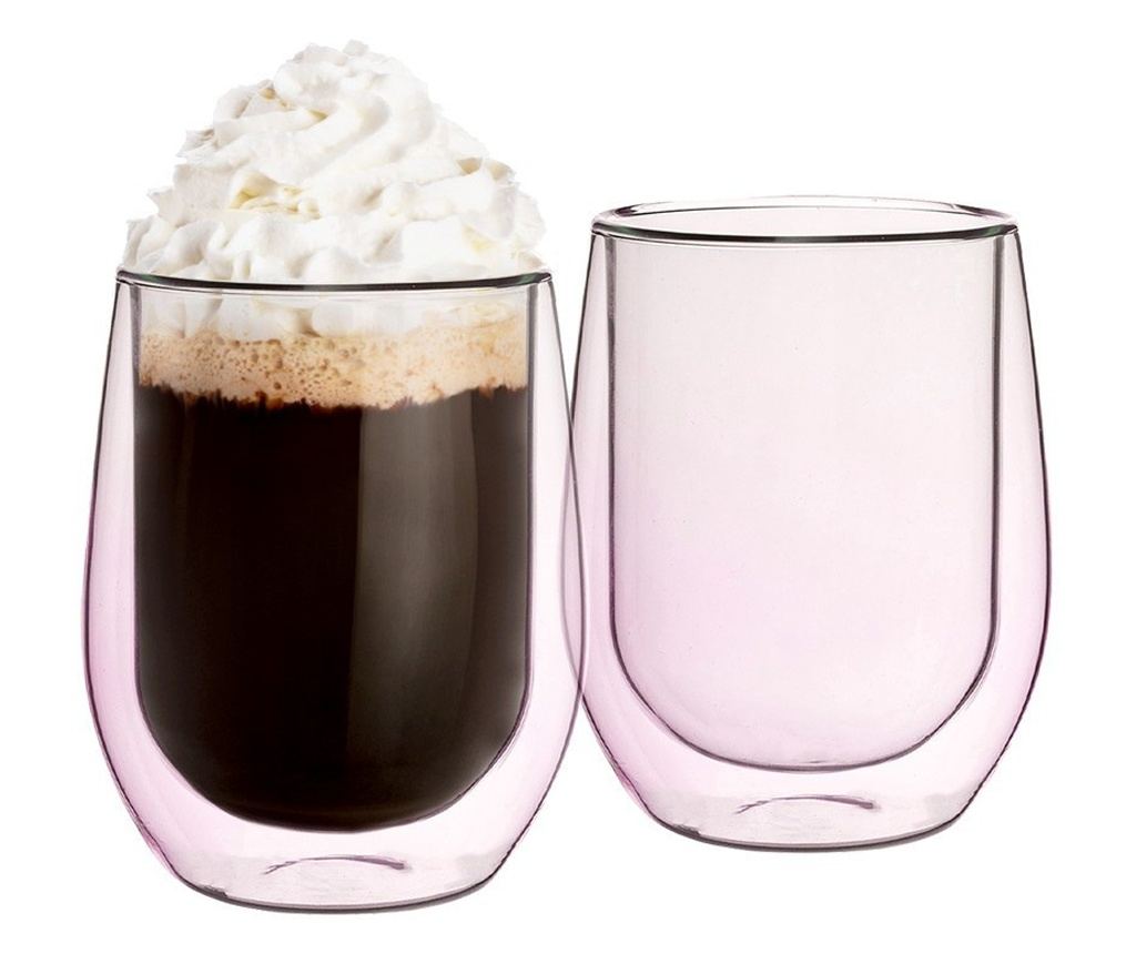 Комплект от 2 чаши Arlen, двойностенни, розови, 300 мл, 8.5x9.5 см - 4