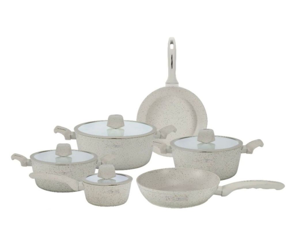 Set oale cu capace si tigai, marmorate, 10 piese Royalty Line RL