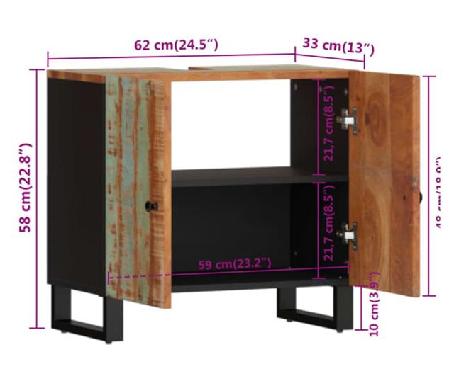 Σετ Επίπλων Μπάνιου, 2 Τεμάχια, Μασίφ Ανακυκλωμένο Ξύλο