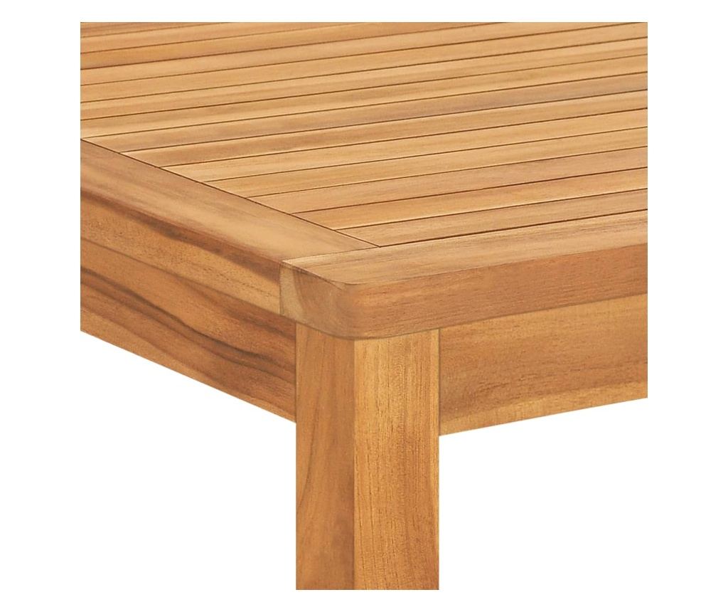 Комплект градински мебели за хранене, масивна тикова дървесина, 5 части - 10