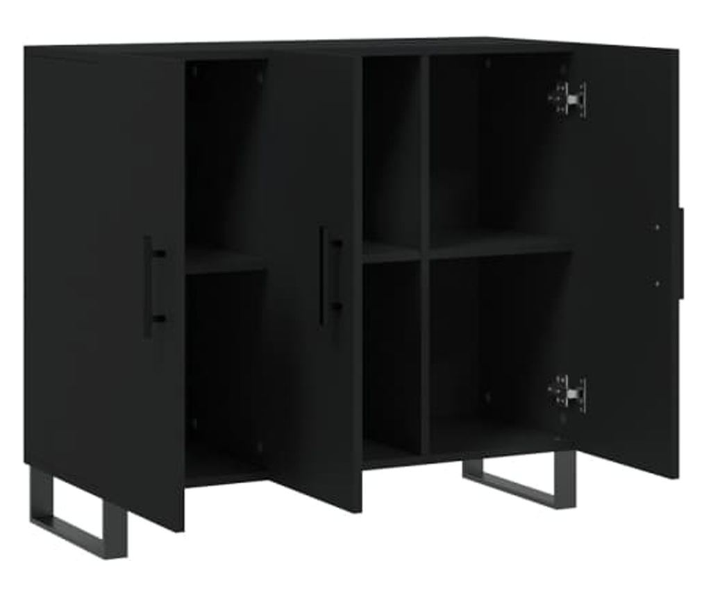 Ormarić za pohranu, crna, 90x34x80 cm, kompozitno drvo - 9