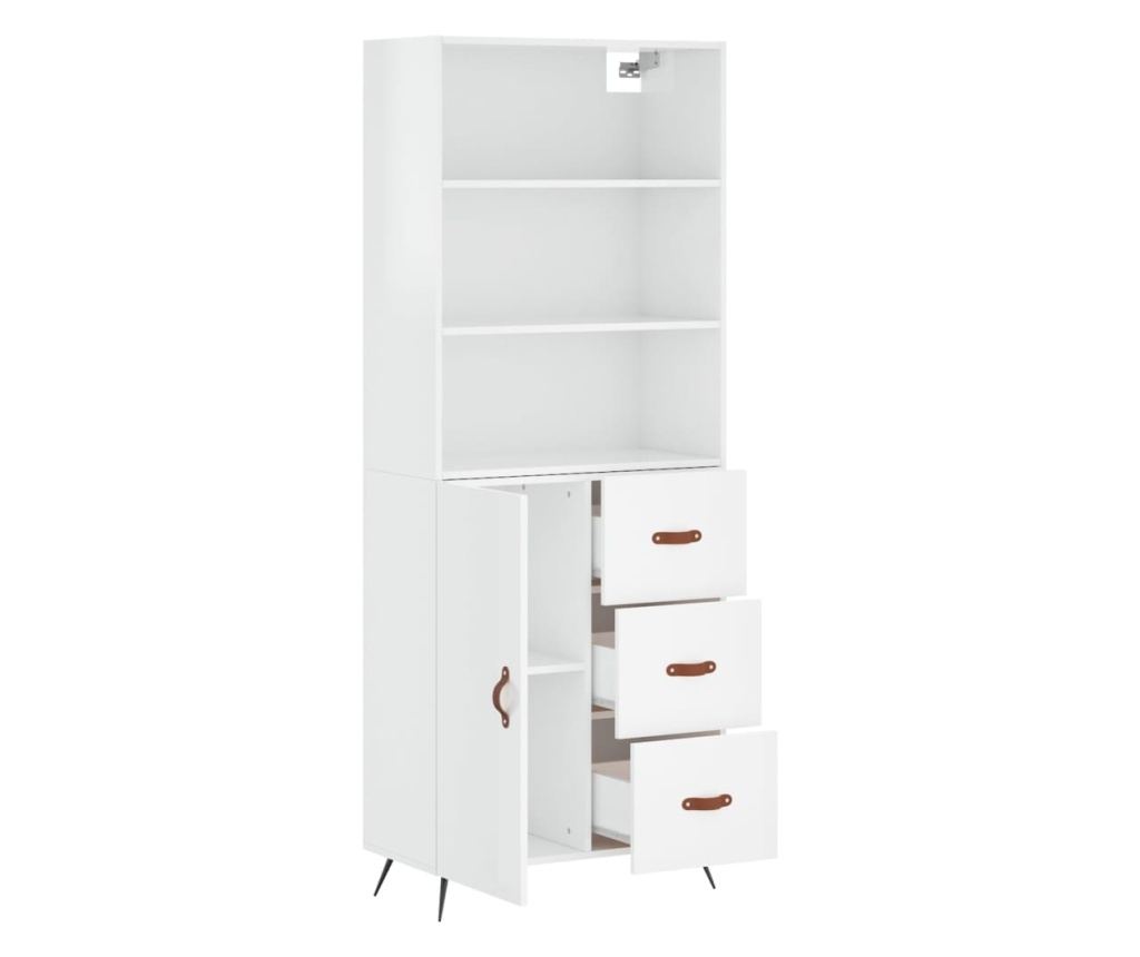 Visoka ormar, bijela visokog sjaja, 69,5x34x180 cm, kompozitno drvo - 4