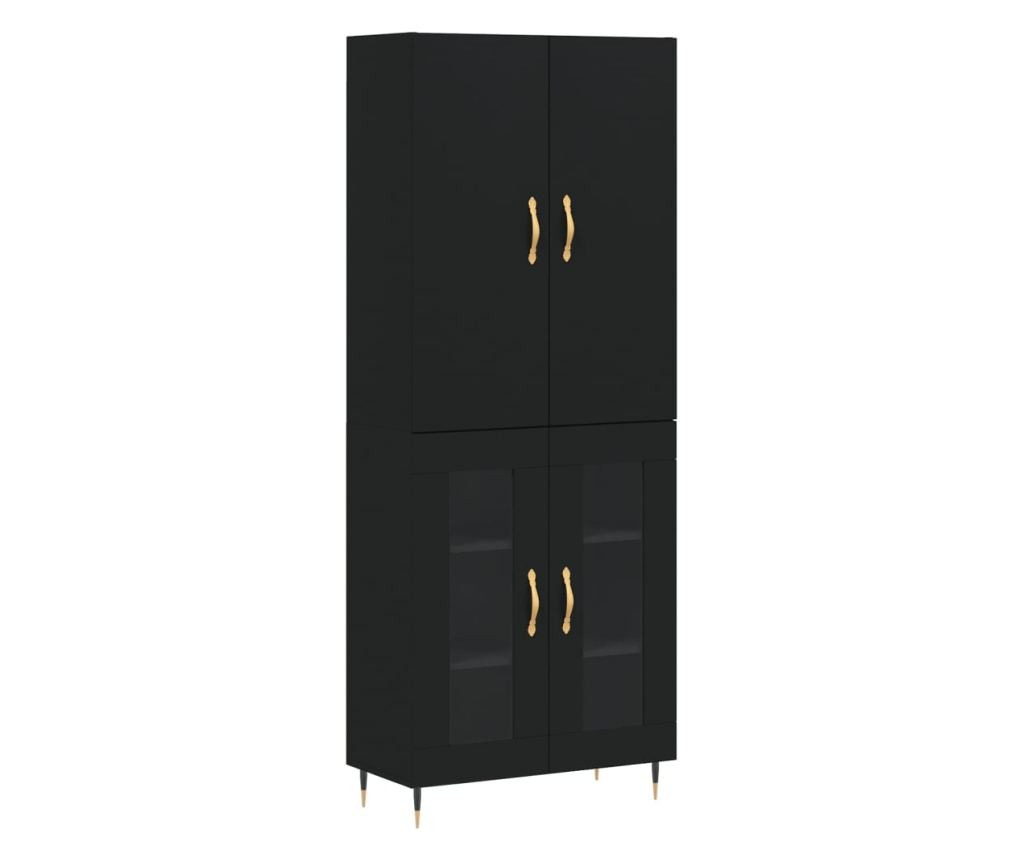 Visoka crna komoda, 69,5x34x180 cm, kompozitno drvo - 2