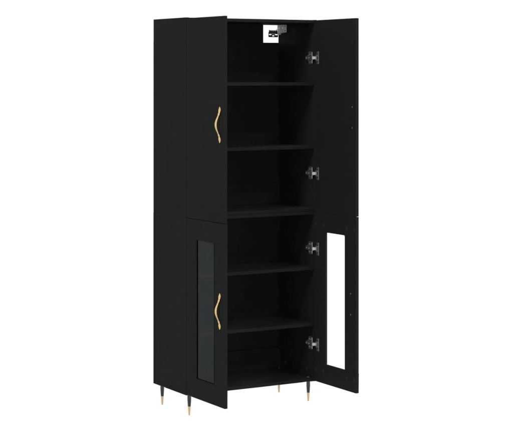 Visoka crna komoda, 69,5x34x180 cm, kompozitno drvo - 4