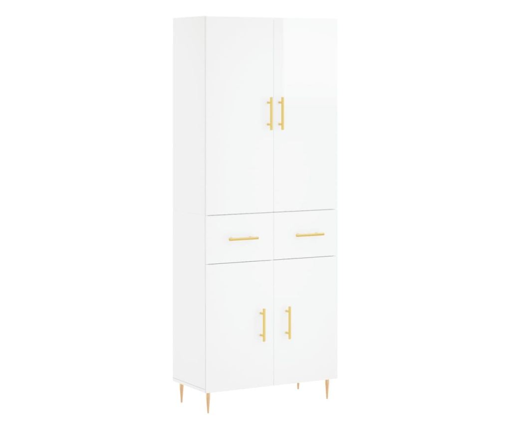 Visoka ormar, bijela visokog sjaja, 69,5x34x180 cm, kompozitno drvo - 2