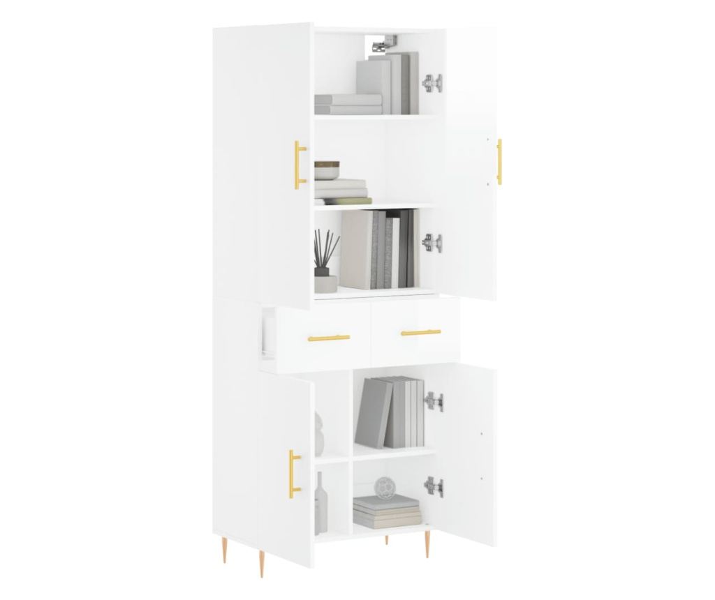 Visoka ormar, bijela visokog sjaja, 69,5x34x180 cm, kompozitno drvo - 3