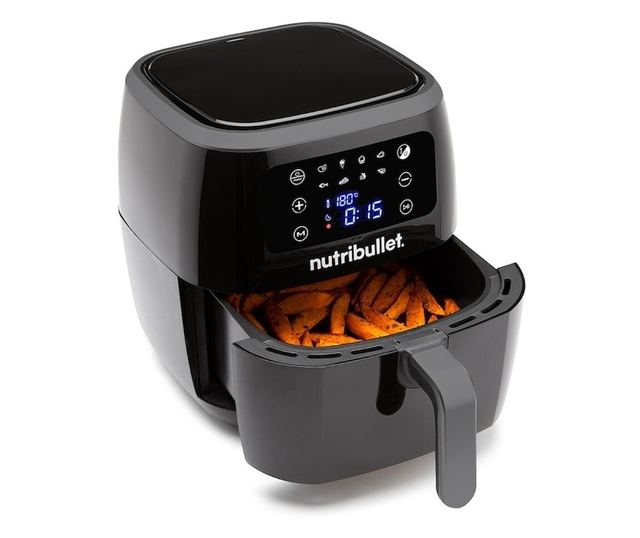 Nutribullet® XXL digitális légsütő NBA071B, olajmentes főzés, 1800 W, 7L, 1,4 kg, 8 előre beállított program, digitális kijelző