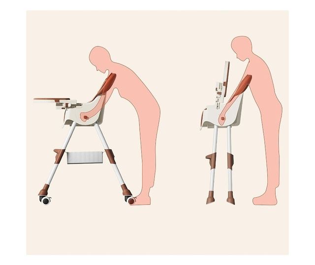 Scaun de Masa pentru Bebelusi si Copii, Cyrax, cu Roti, Telescopic, Pliabil, Masuta Reglabila, Suport Picioare, Scaun cu Invelis