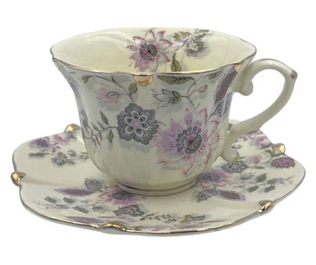 Serviciu Portelan Vintage 2 Cesti si farfurii, Flowers