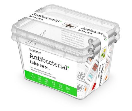 Set 2 caserole Altom, plastic, antibacteriene, particule de argint, 2 litri, 20 x 15 x 11 cm