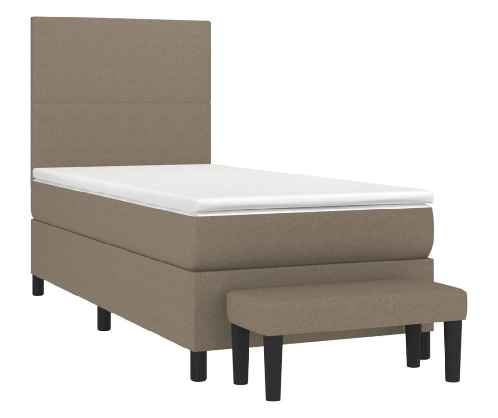 Pat box spring cu saltea, gri taupe, 100x200 cm, textil - 3