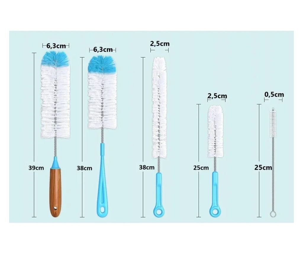 Set 7 perii de curatare pentru sticle, utile in bucătărie, Gonga® Albastru - 5