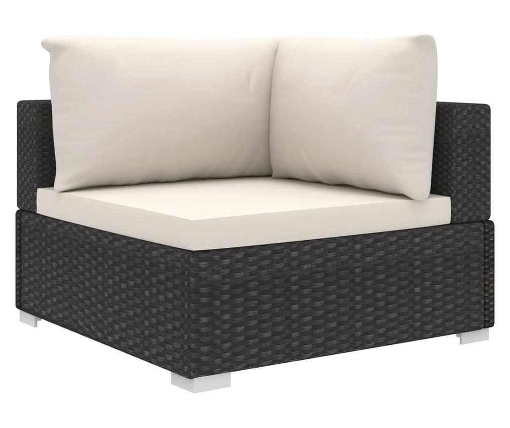 Градински комплект с възглавници, 10 части, Черен, Поли ратан - 4