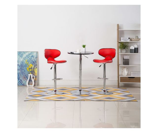 Barski stoli, 2 kosa, rdeči, umetno usnje