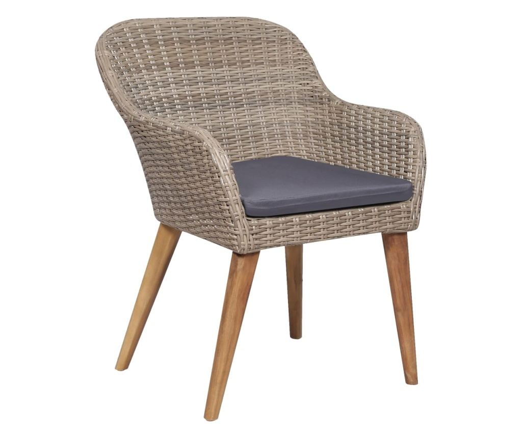 Комплект градински мебели, 7 части, с възглавници, кафяв - 5