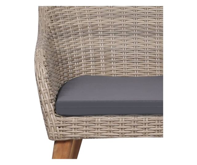 Комплект градински мебели, 7 части, с възглавници, кафяв