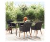 Градински комплект за хранене, 5 части, с възглавници, черен thumbnail 1