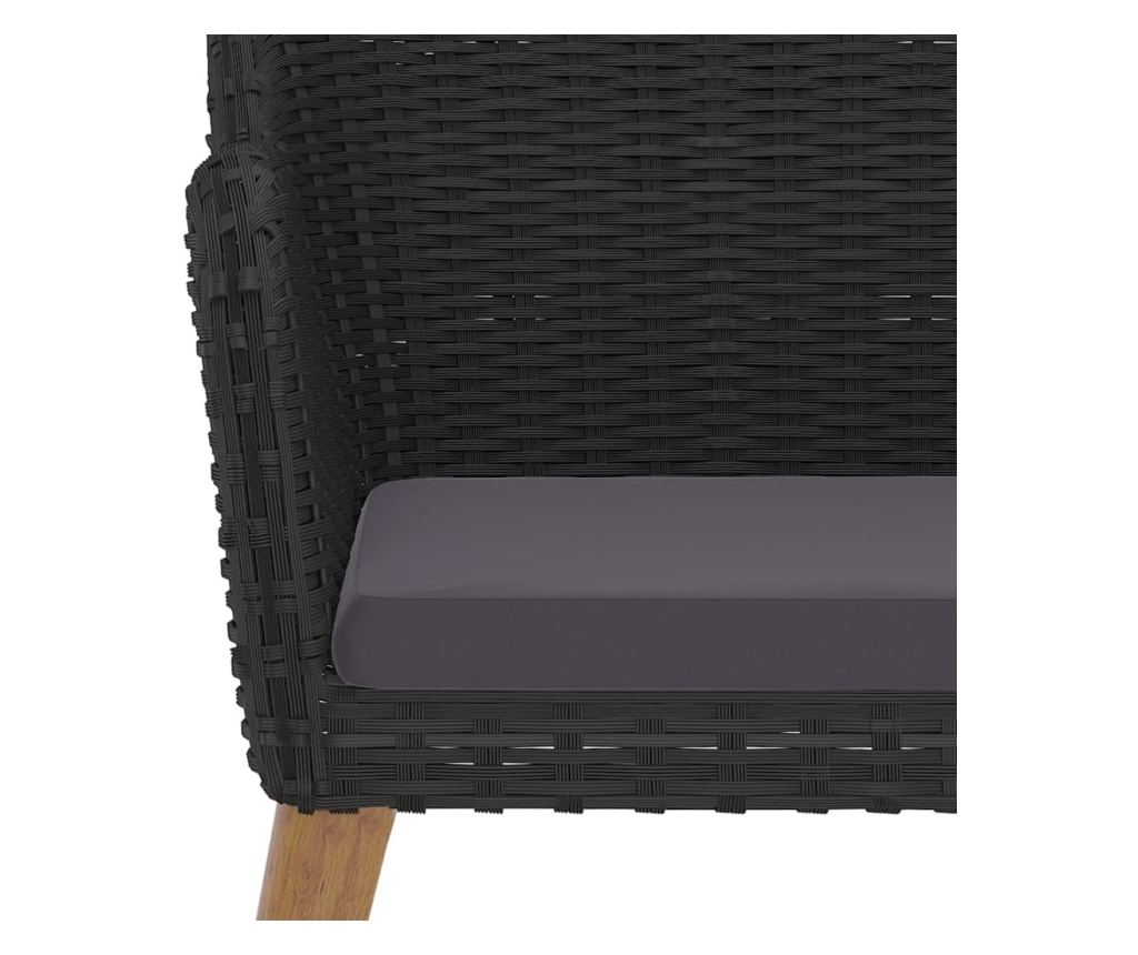 Градински комплект за хранене, 5 части, с възглавници, черен - 6