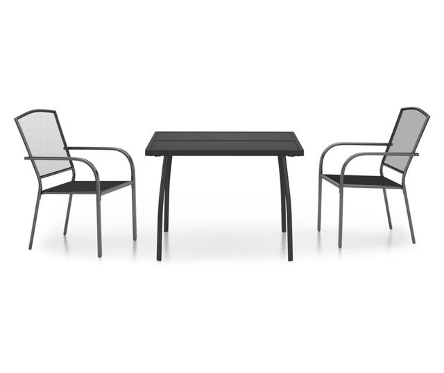 Градински комплект за хранене, 3 части, антрацит, стомана