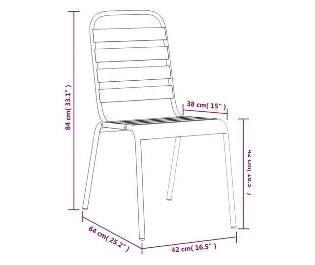 Комплект градински мебели, 3 части, антрацит, стомана