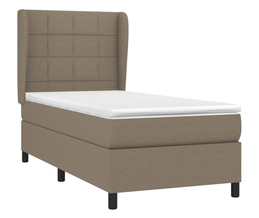 Pat box spring cu saltea, gri taupe, 90x200 cm, textil - 3