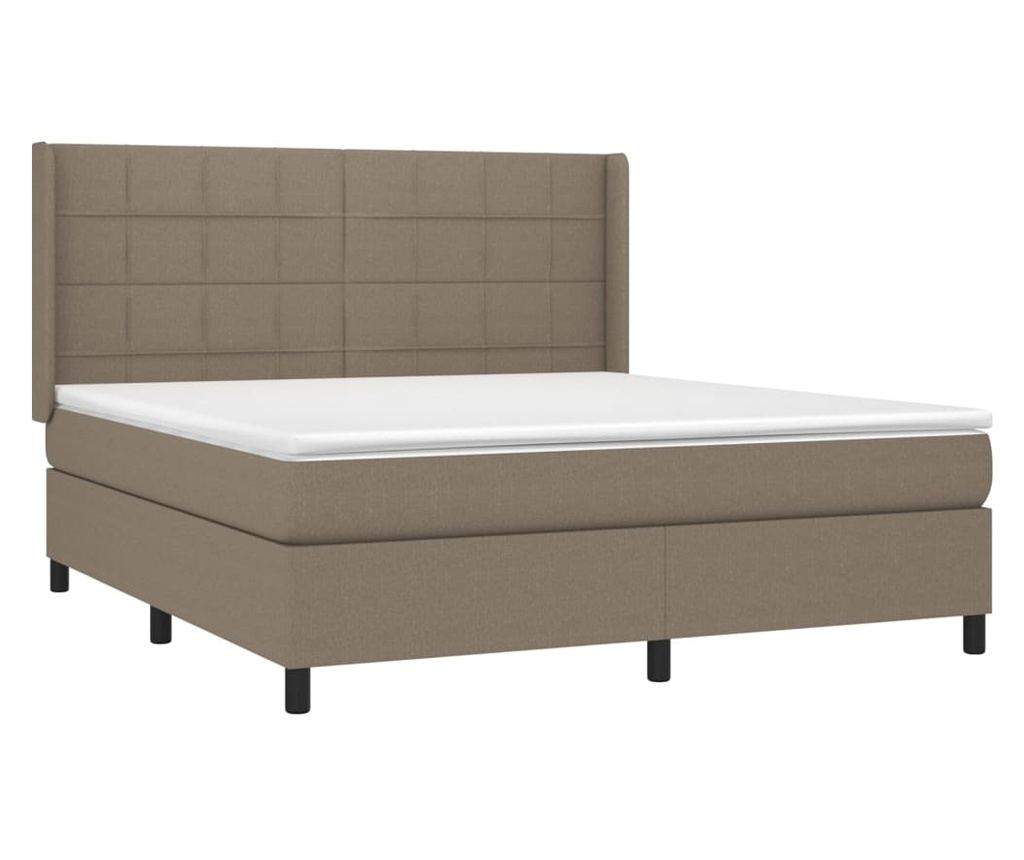 Боксспринг легло с матрак, таупе сиво, 160x200 см текстил - 3