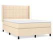Континентално легло с матрак, кремаво, 140x200 см, текстил thumbnail 2