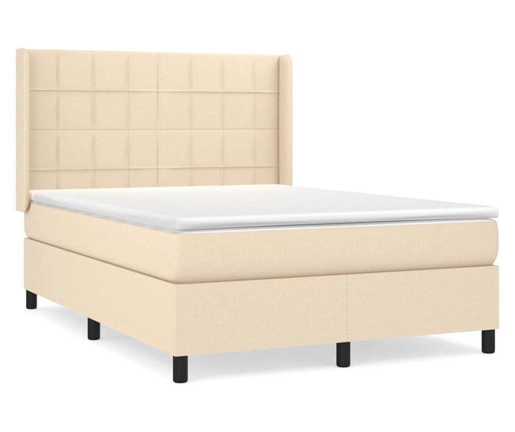 Континентално легло с матрак, кремаво, 140x200 см, текстил - 2