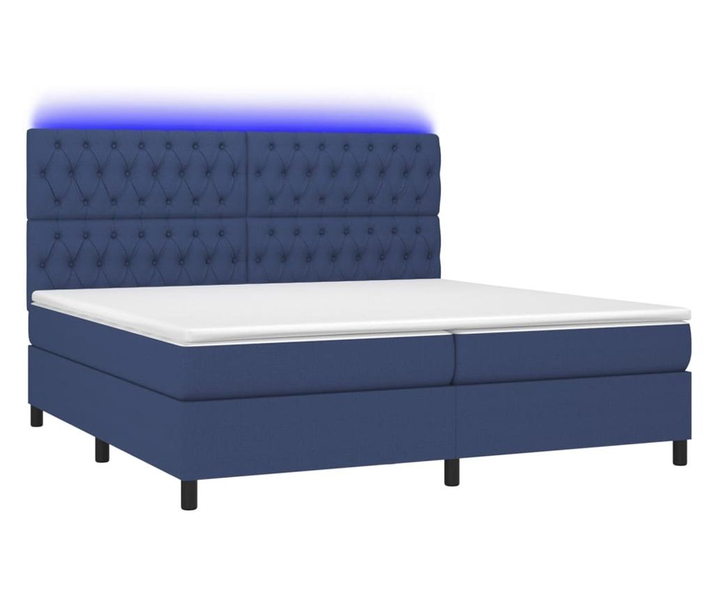 Krevet s madracem i LED rasvjetom, plavi, 200x200 cm, tekstil - 2