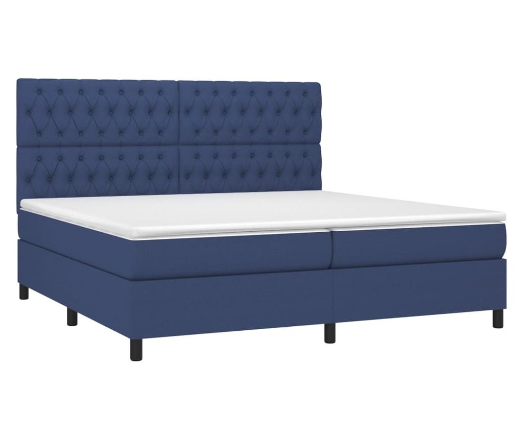 Krevet s madracem i LED rasvjetom, plavi, 200x200 cm, tekstil - 3