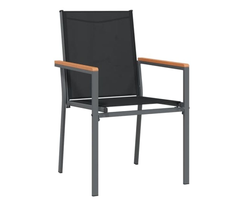 Garden Furniture Set, 5 Pieces, Black, Textilene and Steel - 4