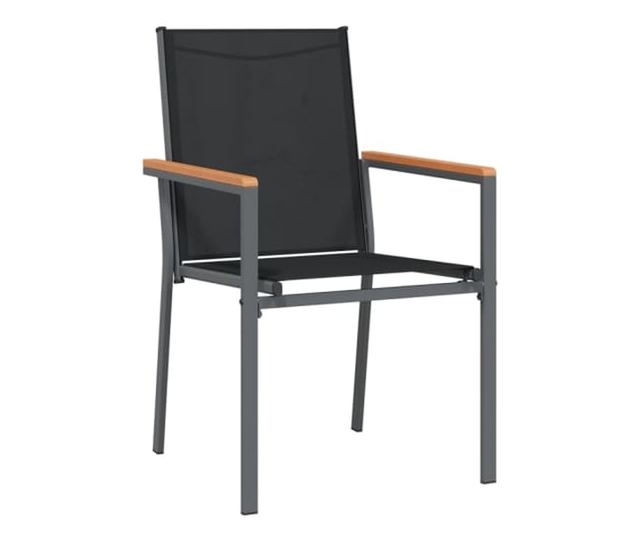 Градински комплект мебели, 5 части, Черен, Текстилен и Стоманен