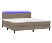 Рамка за легло с матрак и LED, сиво-бежов, 160x200 см, текстил thumbnail 2