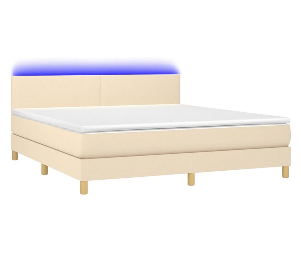 Krevet s madracem i LED rasvjetom, krem, 160x200 cm, tekstil - 2