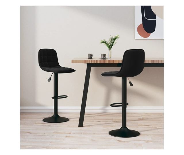 Barski stoli, 2 kosa, črni, žamet